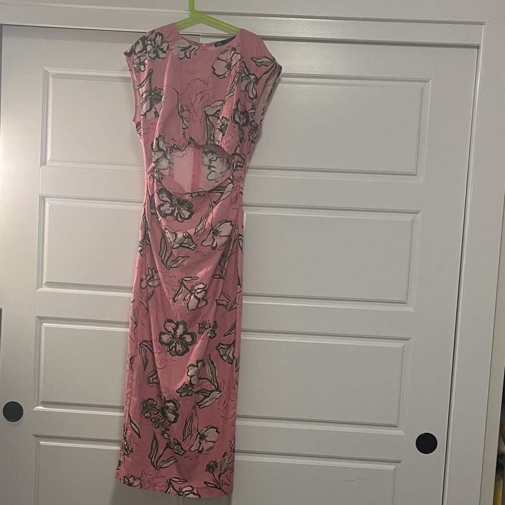 Zara Pink Floral Backless Dress